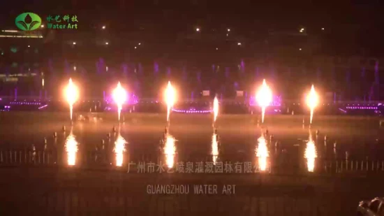 Fonte flamejante de fogo de água ao ar livre