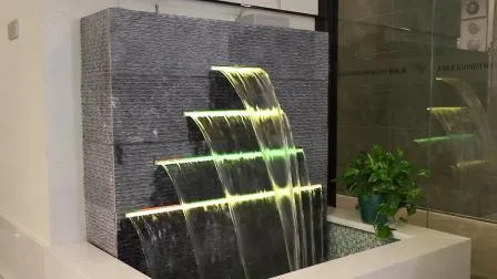 Casa Decoração de jardim Acessórios de piscina ao ar livre Cascata Cachoeira Fonte de piscina com luzes LED